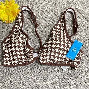 (NEW) CUPSHE Brown and White Bikini Top